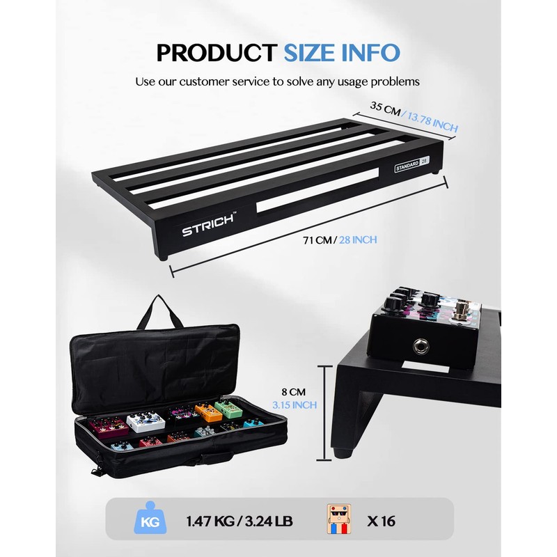 STRICH Guitar Pedal Board Aluminum Alloy 3.24lb Lightweight Pedalboard 28''