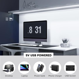 BTF-LIGHTING FCOB USB Powered Cool White 6000K COB LED Strip Lights 6.56FT 640LEDs 5V 8mm Width 90+ High CRI Ultra Bright Flexible Light for TV Backlight Display Cabinet PC DIY Decor