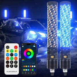 2 Pcs 1FT Thick Whip Lights, LED Whip Light with Brake Turn Signal by App & Remote Control, Spiral RGB Chasing Whips, Music Whip Light Compatible with UTV ATV RZR Can-Am SXS