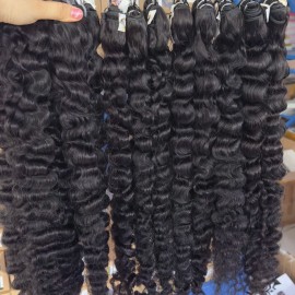 Wholesale HD Lace Front Afro Natural Human Hair Wigs Hair Extensions Burmese Curly Cambodian Wavy Raw Vietnamese Hair Bundlescolor: 1pcs bundle Burmese curly, Stretched Length: 18 Inches