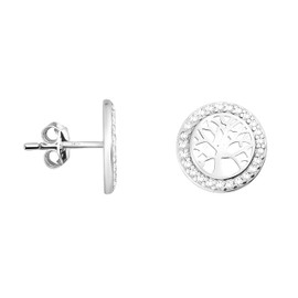 SOFIA MILANI - Women's Earrings 925 Silver - with Zirconia Stones - Tree of Life Stud Earrings - 20558