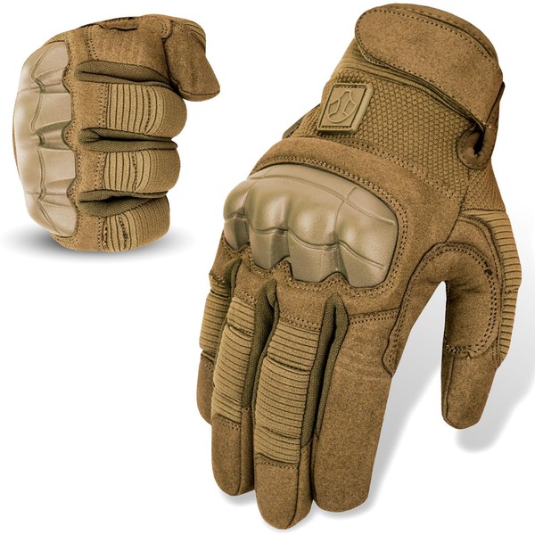 FOXKULL Tactical Gloves for Men, Touchscreen Motorcycle Gloves with Hard