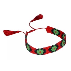 Tiger Smile Glass Bead Pan African Flag Adjustable Bracelet Red Black Green #18