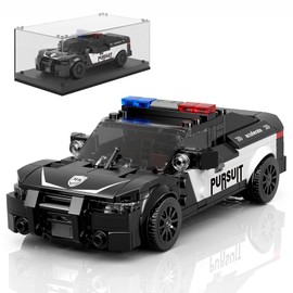Mould King 27098 Technik Speed Champion Racing Car Clamping Blocks Challenger Police Car Building Blocks Sets with Acrylic Display Box Gift for Adults and Teenagers (443 Pieces)