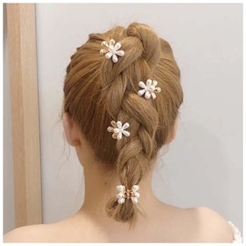 Aneneiceera Vintage Acrylic Flower Hair Clip Barrette Tiny White Flower Hair Clamp Clips Alloy Hair Claw Barrette Headpieces Decorative Headpiece Hair Accessories for Women 4 Pieces