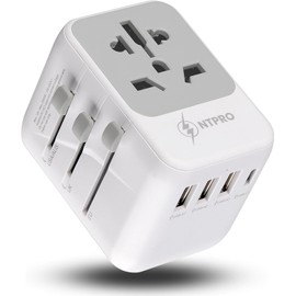 Universal Travel Adapter–Fast Charging Travel Adapter for UK,EU,Australia, USA, Japan–High Capacity 10A International Travel Adapter with 4USB Ports 3A and 1C–Multi Plug Outlet for Over 160 Countries