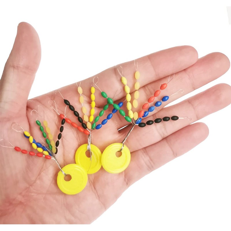 300Pcs Fishing Rubber Bobber Beads Stopper, 6 in 1 Float