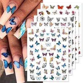 KTAABTR Nail Butterfly Nail Art Stickers 3D Flowers Self Adhesive Nail Decals Butterflies Floral Nail Design Stickers for Women Girls Nail Decoration 10 Sheets Flowers Butterflies Nail Stickers