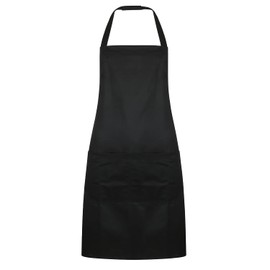 Bronta Mill Plain Unisex Chef Work DIY Apron with Twin Pockets - Black