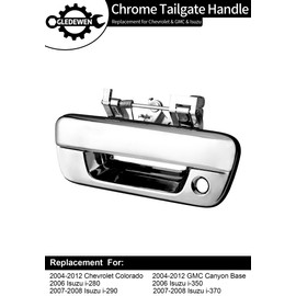 Manija de puerta trasera cromada, compatible con Chevy Colorado y GMC Canyon & Isuzu i-280 / i-290 / i-350 / i-370 2012, con orificio para llave | Reemplazar # 80584, GM1915118 Cerradura de puerta