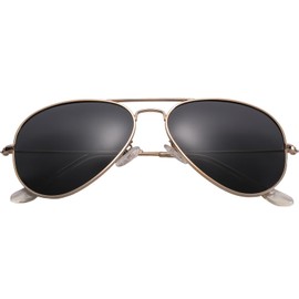 LOJUDI Pilot Sunglasses Mens Womens - Glass Lens Classic Metal Frame UV400 Protection-Gold Frame/Grey Lens