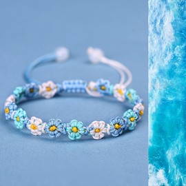 To My Granddaughter Graduation Bracelet, Granddaughter Back To School Flower Bracelet Gifts From Grandma Adjustable Hand Braided Cherry Knot Bracelets for Women Birthday Christmas Jewelry Gifts