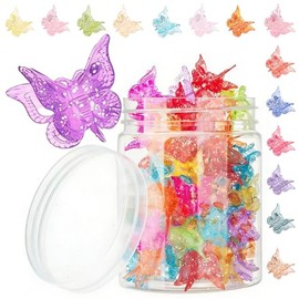 50 Pinzas para el Cabello con Forma de Mariposa Brillante,Lindas Mini Pinzas con Caja de Almacenamiento,14 Colores,Accesorios Brillantes y Coloridos para Niñas y Mujeres