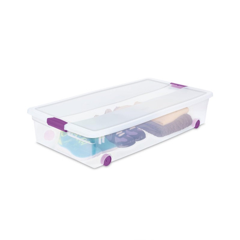 Sterilite 8-Pack 60 Quart ClearView Latch Box, Wheeled Underbed Organizer