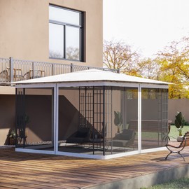 CHARMMA 10' x 12' Replacement Mesh Sidewall Netting for Patio Gazebos and Canopy Tents with Zippers (Sidewall Only), White