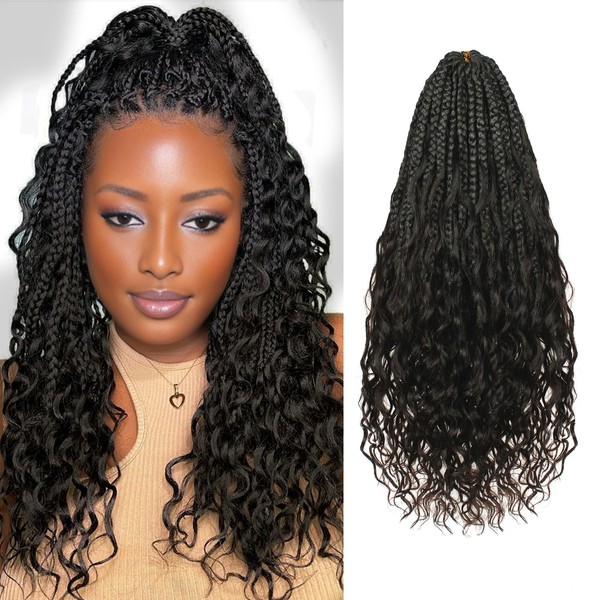 Toniola Boho Crochet Braids with Human Hair Curls 16 Inch