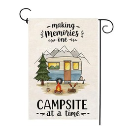 Making Memories One Campsite At A Time Camping Garden Flag 12 x 18 Inch Double Sided RV Campfire Firepit Yard Outdoor Decoration