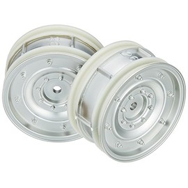 タミヤ ホップアップオプションズ No.1737 OP01737 スチール風 ディッシュホイール2本 (ツヤ消しシルバー) (26mm幅・オフセット+4) 54737