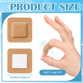 Marsui 200 Pcs Adhesive Spots Bandages Square Tan Adhesive Bandages Flexible Non Latex Bandage Knuckle Fingertip Bandages for Small Incisions Wound Care Discreet First Aid and Hides Skin Spots (1")