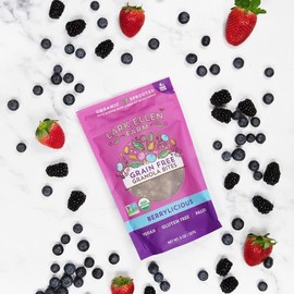 Lark Ellen Farm Berrylicious Grain Free Granola Clusters, Raw Sprouted Certified Organic Vegan, Nut and Seed Mix, Low Carb and Sugar, Paleo, Crunchy Gluten Free Bites for a Healthy Snack, Healthy Breakfast, Cereal or Yogurt 8 oz - 3 Count