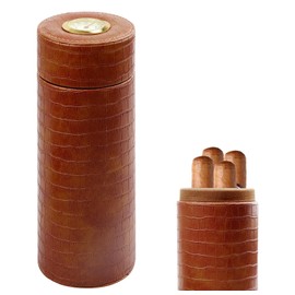 Cigar Case, Cigar Humidor Tube for 3 to 4 Cigars, Leather Cigar Cases, Portable Cigar Case, Travel Cigar Humidor Case, Cigar Accessories, Cigar Humidor with Hygrometer for Travel Short Trips