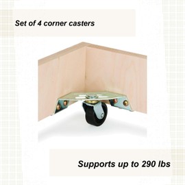 Woodriver Corner Caster Set of 4 Holds 290 Lbs