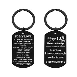 Nimteve Anniversary Keychain Gifts for Him Her Valentine's Day Gifts Happy Wedding Anniversary for Husband Wife Happy Anniversary Keychain for Boyfriend Girlfriend (10th Anniversary Keychain)