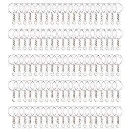 BetterJonny 100Pcs Split Key Ring with Chain and 100Pcs Open Jump Rings 25mm Keyring Blanks Split Metal Keyring with Link Chain ilver Key Ring Set for Keys and Crafts