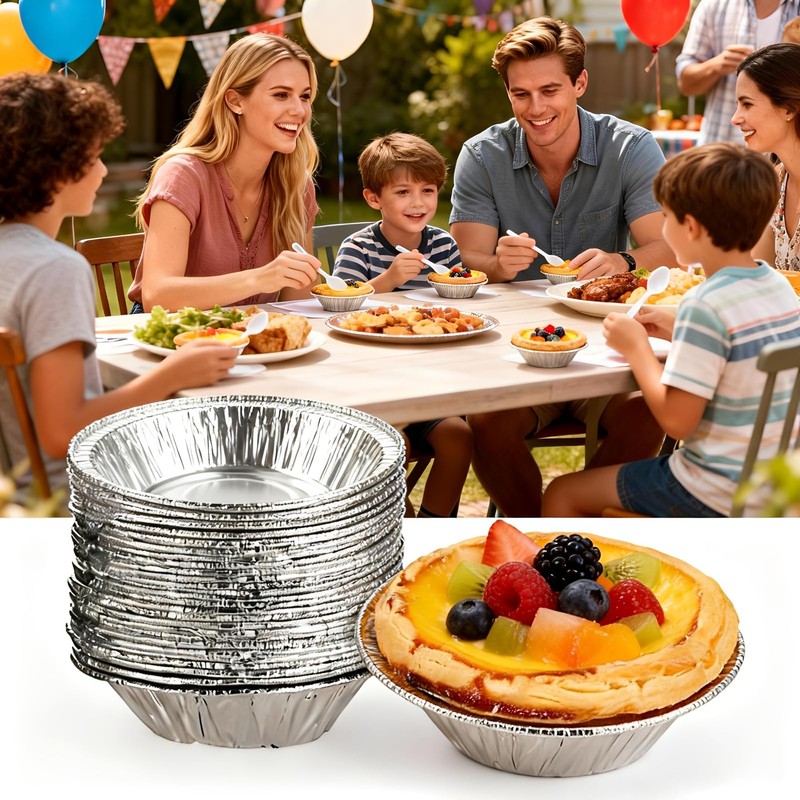 200 Pack Disposable Mini Pie Tins, 7.5cm Aluminum Foil Round