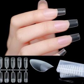 COLORBIRD Nail Tips, Ultra Thin, Long, Clear, 240 Pieces, Sanding, Natural Fit, False Nails (Square L, 240pcs)