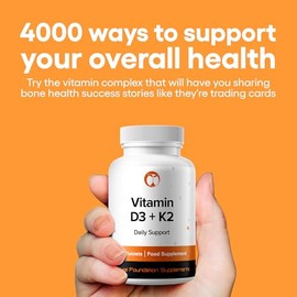 Vitamin D3 4000IU + K2 100mcg MK7 240 Vegetarian Tablets D3 K2 Supplement Non-GMO Made in The UK (240, Vitamin D3 + K2)