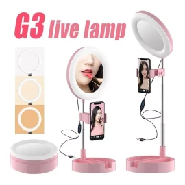 Misorel Aro De Luz 6  Con Espejo Y  Soporte Teléfono Plegable Makeup