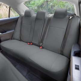 FH Group Custom Fit Seat Covers for 2012-2017 Toyota Camry, Car Seat Covers Rear Set, Solid Gray Faux Leather Seat Covers, Waterproof Car Seat Cover, Toyota Accessories, Car Seat Covers for Sedan