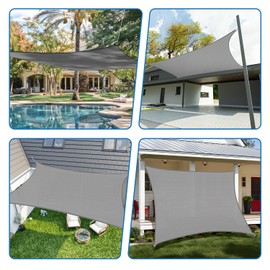 TANG Sunshade Sail 7' x 10' Gray Rectangle Shade Canopy Cover Patio UV Block Square Sun Shade Cloth for Backyard Pergola Porch Deck Garden Outdoor Activities
