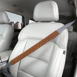 HighnessHwoo Extra Long Seatbelt Covers for Adults Kids Women & Men, Super Soft Car Seat Belt Strap Cushion for Sedan SUV Trucks, Shoulder Neck Chest Protector Pad, Auto Interior Accessories, 1pc, Brown, 50cm