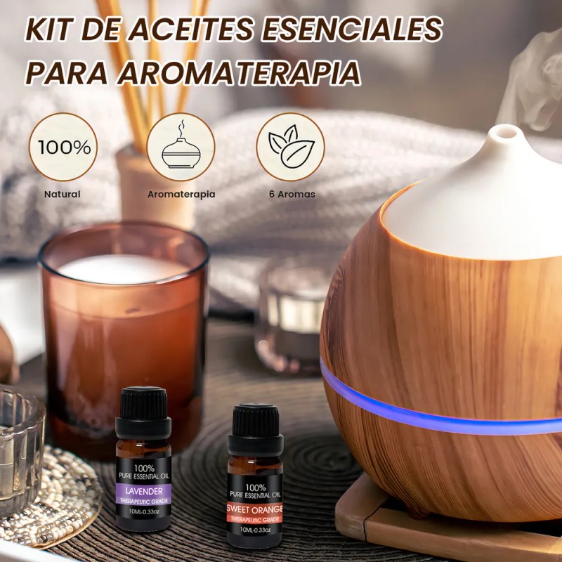 Kit De 12 Aceites Esenciales Aromaterapia 100% Puro 10ml Spa