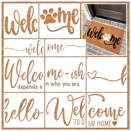 Welcome Stencils for Painting on Wood Door mats, Reusable Funny Hello Welcome Home Stencils for Doormat Crafts Furniture Sign DIY Canvas (mat10)