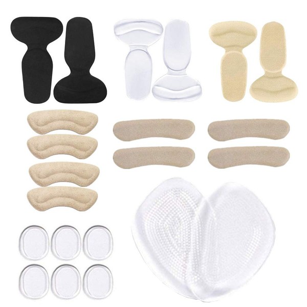 SIISMI Pack of 22 High Heel Pads, Heel Grips Liner Inserts, Anti-Slip Shoe Cushions, Heel Snugs for Women, Ball of Foot Insoles