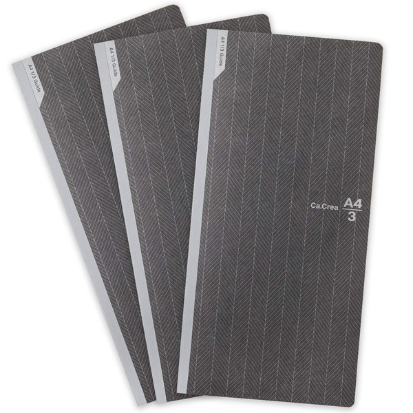 PLUS Note Book, K.Crie, A4 x 1/3, NS Series, Square, 3 Books, Black, 77762 x 3