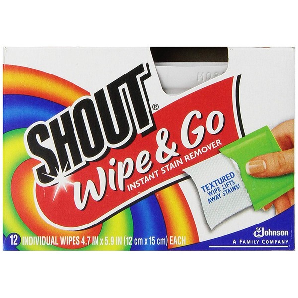 Shout Wipe & Go Instant Stain Remover Wipes, 12 CT (12 Pack of 12), Multi