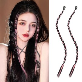 Yokosen Braid Hair Extension, Braid Wig, Bangs, One-touch Extension, Cute, Hair Ornament, Clip, Easy Installation, Energetic, Cute, Women's, Fashionable, Accessory Point Wig, 17.7 inches (45 cm), Set