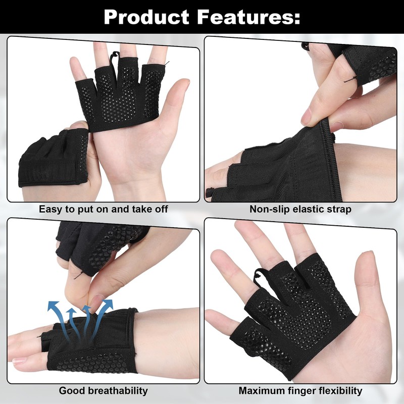 Zocipro Women's Fitness Gloves, (M) Padded Non-Slip Half Gloves for
