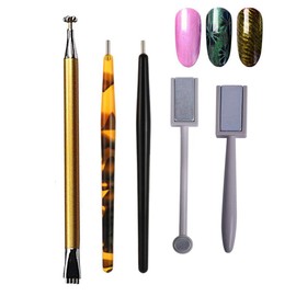 Mwoot Nail Magnetic Stick Set, 5 Pieces Nail Magnetic Pen and Strong Magnetic Stick Dotting Pens for DIY 3D Magnetic Cat Eye UV Gel Polish Nail Art