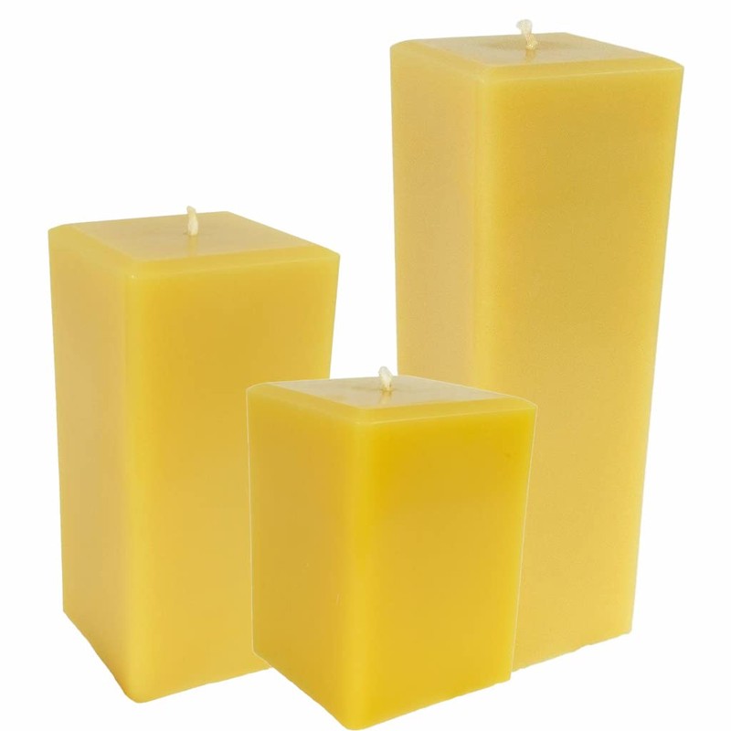 Candlestock Handmade Beeswax Square Dripless Unscented Pillar Candle - Set