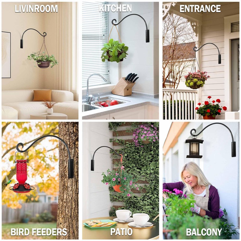 Lifyzoon Heavy Duty Plant Hanger Bracket - Outdoor Hand-Forged Hanging