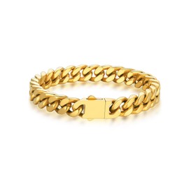 Bandmax Curb Chain Men's Women's Bracelet Stainless Steel Chain Boy Girl Cuban Chain 9 mm Wide Bracelet Jewellery Accessory, Stainless Steel