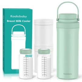 Koalababy 22oz Portable Breast Milk Cooler – 24-Hour Cooling with Frost-Max Technology, Includes 2 Baby Bottles for Breastmilk Storage, Insulated Chiller for Work & Travel, Breastfeeding Essentials
