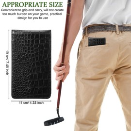 Zonon Leather Golf Scorecard Holder Golf Card Holder Leather Golf Log Book Golf Pencil and Stat Tracker Sheet Leather Bound Golf Log Leather Yardage Book Cover (Black)