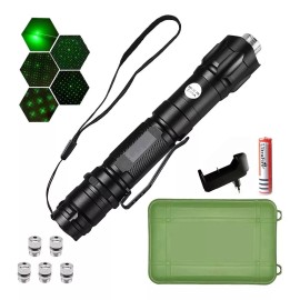 Psqme Puntero Láser Verde Proyector Potente Recargable 5 Casquillo