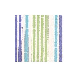 Caspari Bamboo Stripe Paper Cocktail Napkins in Blue & Green - 20 Per Box - 4 Packages